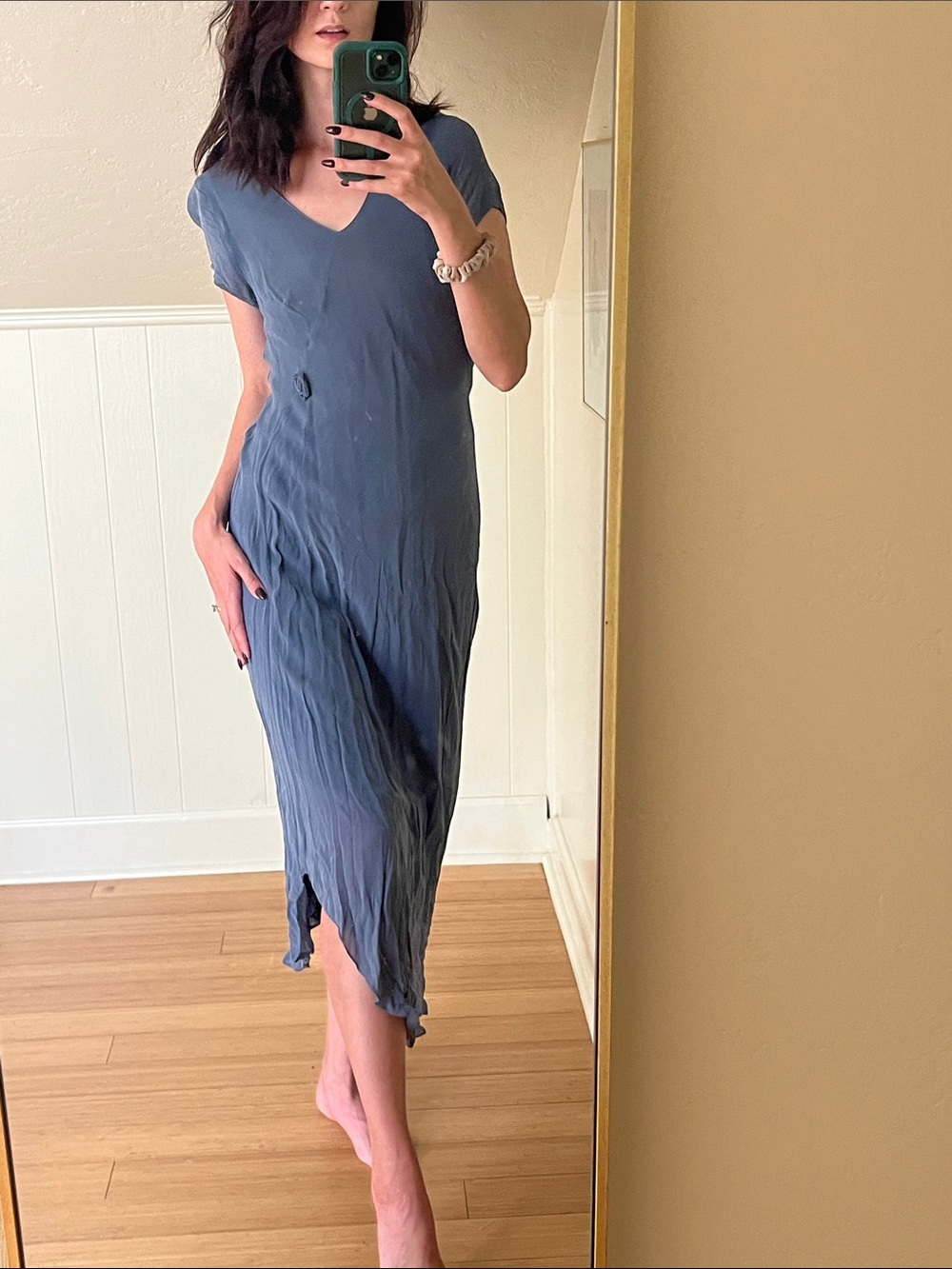 Parsley & Sage Slate Blue V-Neck Midi Dress